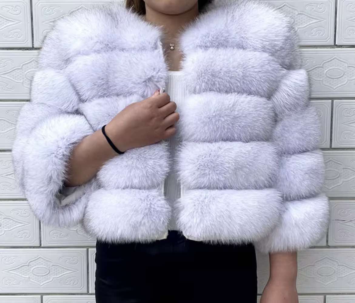 DOLLERINAS ICE WHITE 5 ROW FOX FUR COAT