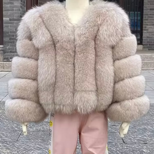 LITTLE DOLLERINAS SAND BEIGE FOX FIR COAT