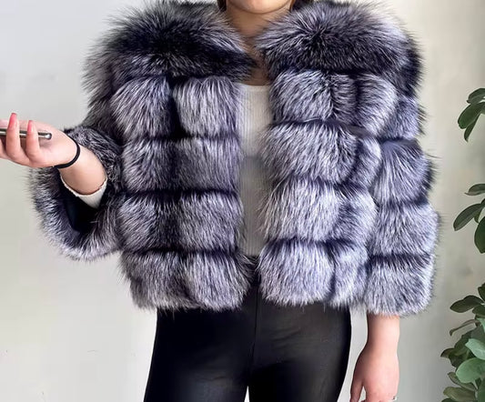 DOLLERINAS SILVER 5 ROW FOX FUR COAT