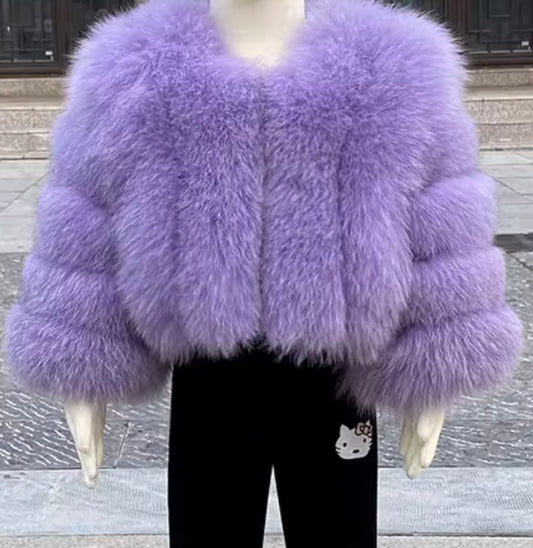 LITTLE DOLLERINAS LAVENDER FOX FUR COAT